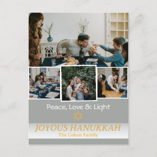 Love and Light   Hanukkah family photo Collage Holiday Postcard