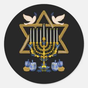 Love and Light Hanukkah Jew Menorah Jewish Chanuka Classic Round Sticker