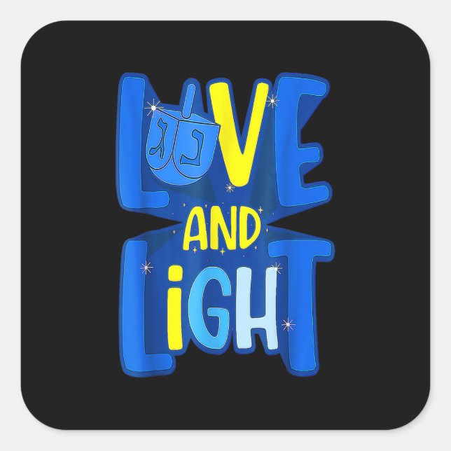Love And Light Hanukkah Menorah Chanukah Jewish Ho Square Sticker (Front)