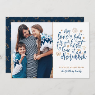 Love and Light Hanukkah Photo Flat Card