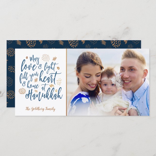 Love and Light Hanukkah Photocard Holiday Card (Front/Back)