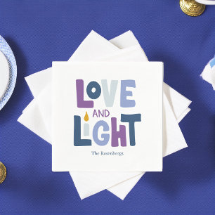 "Love and Light" Happy Hanukkah Custom Napkin
