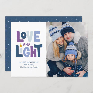 "Love and Light" Happy Hanukkah Photo Holiday Card