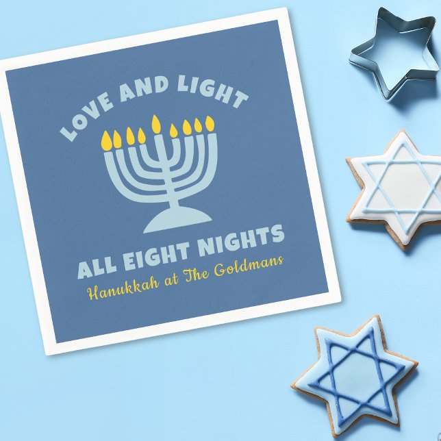 "Love and Light" Jewish Eight Nights of Hanukkah Napkin (Creator Uploaded)