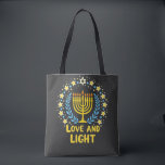 Love and Light Menorah Jewish Hanukkah Holiday  Tote Bag<br><div class="desc">ewish Hanukkah,  Menorah design,  Jewish holiday,  Hanukkah menorah,  Light festival,  Jewish traditions,  Love and light,  Hanukkah celebration,  Jewish decor,  Menorah art</div>