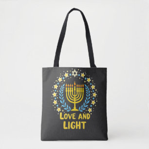 Love and Light Menorah Jewish Hanukkah Holiday  Tote Bag