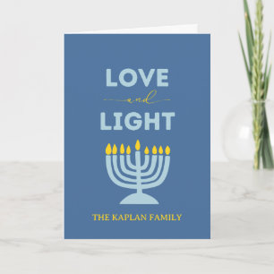 "Love and Light" Menorah Personalised Hanukkah Card