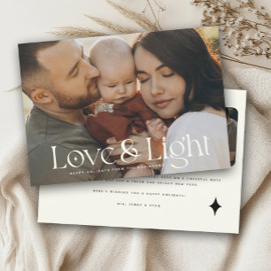 Love and Light Modern Family Photo Holiday Card