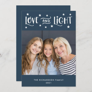Love and Light   Photo and Stars Hanukkah Holiday Card