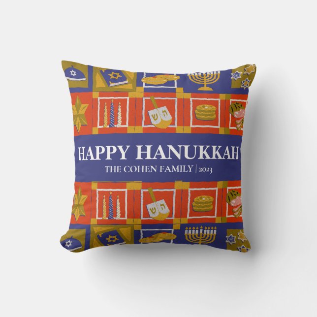 Love and Light | Simple Elegant Hanukkah family Cushion (Front)