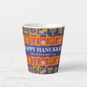 Love and Light Simple Elegant Hanukkah family Latte Mug