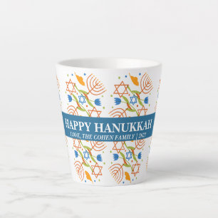 Love and Light Simple Elegant Hanukkah family Latte Mug