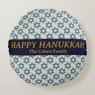 Love and Light   Simple Elegant Hanukkah family  Round Cushion