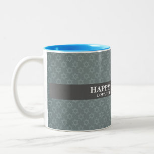Love and Light   Simple Elegant Hanukkah family  Two-Tone Coffee Mug