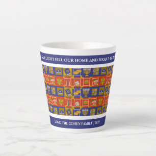 Love and Light   Simple Hanukkah family Latte Mug