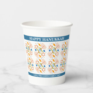 Love and Light Simple Hanukkah family Paper Cups