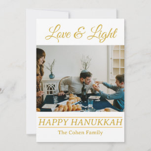 Love and Light   Simple Hanukkah family photo  Holiday Card