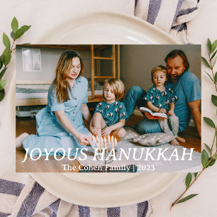 Love and Light   Simple Hanukkah family photo  Holiday Card