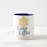 Love and Light | Simple Hanukkah family  Two-Tone Coffee Mug<br><div class="desc">Love and Light | Simple Hanukkah family</div>