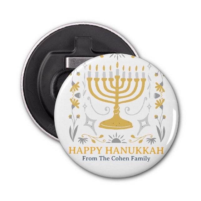 Love and Light | Simple Happy Hanukkah family  Bottle Opener (Front)