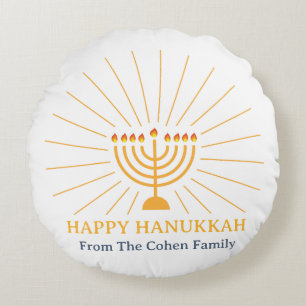 Love and Light Simple Happy Hanukkah family Round Cushion