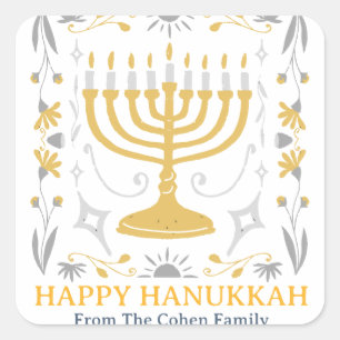 Love and Light Simple Happy Hanukkah family Square Sticker