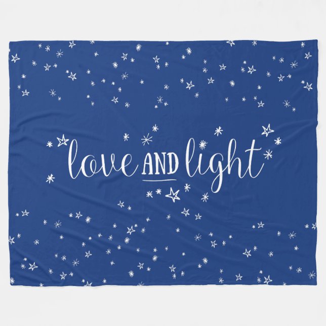 Love and Light Stars Holiday Fleece Blanket (Front (Horizontal))
