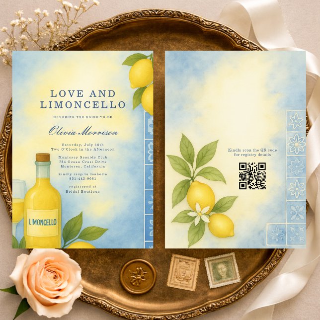 Love and Limoncello Italian QR Code Bridal Shower Invitation (Creator Uploaded)