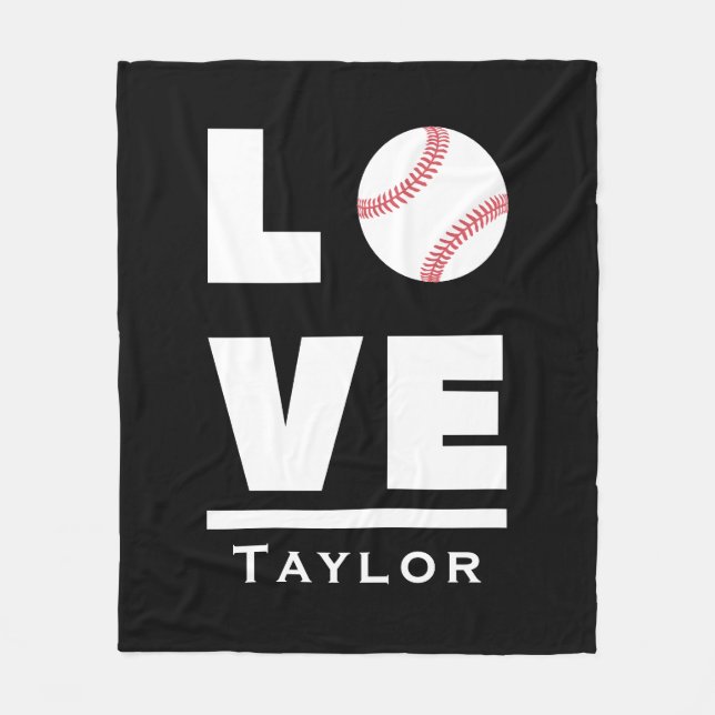 Love And Live Baseball Sports Fan Custom Name Fleece Blanket (Front)