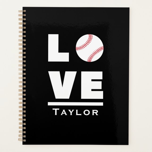 Love And Live Baseball Sports Fan Custom Name Planner (Front)
