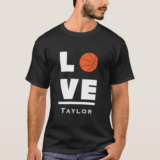 Love And Live Basketball Sports Fan Custom Name T-Shirt (Front)
