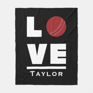 Love And Live Cricket Sports Fan Custom Name Fleece Blanket