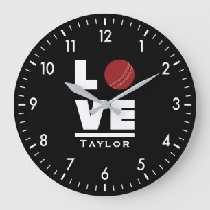 Love And Live Cricket Sports Fan Large Clock