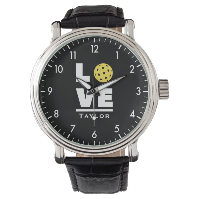 Love And Live Pickleball Sports Fan Custom Name Watch (Front)