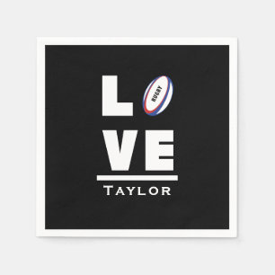 Love And Live Rugby Sports Fan Custom Name Napkin