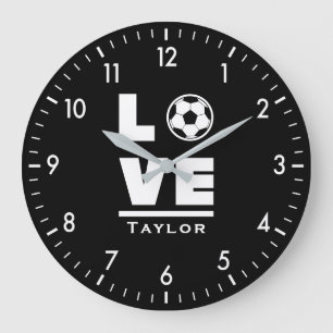 Love And Live Soccer Football Sports Fan Large Clock