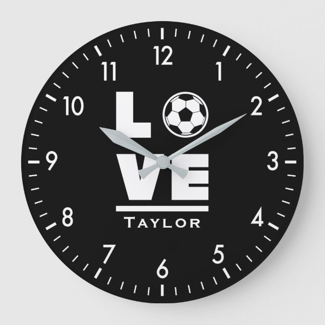 Love And Live Soccer Football Sports Fan Large Clock (Front)