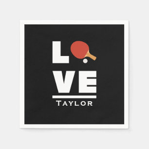 Love And Live Table Tennis Sports Fan Custom Name Napkin