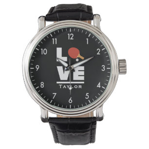 Love And Live Table Tennis Sports Fan Custom Name Watch