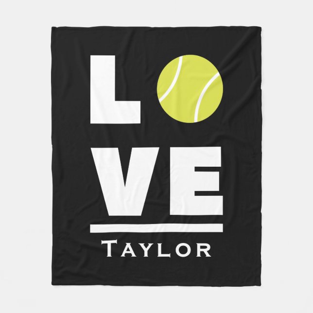 Love And Live Tennis Sports Fan Custom Name Fleece Blanket (Front)
