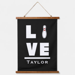 Love And Live Tenpin Bowling Bowler Sport Fan Name Hanging Tapestry