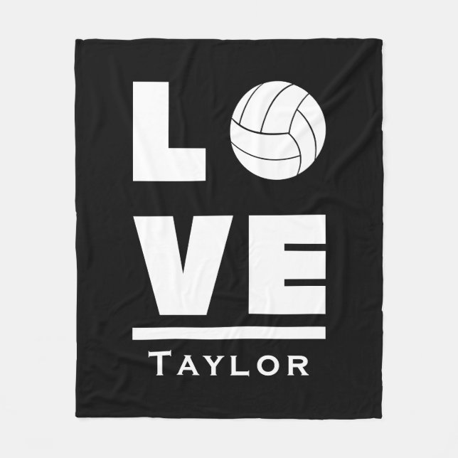 Love And Live Volleyball Sports Fan Custom Name Fleece Blanket (Front)