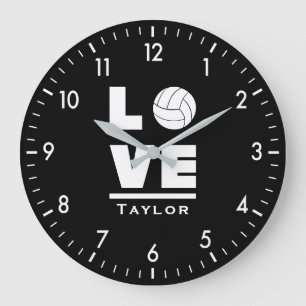Love And Live Volleyball Sports Fan Large Clock