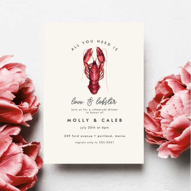 Love and Lobster Seafood Ocean Rehearsal Dinner Invitation (Creator Uploaded)