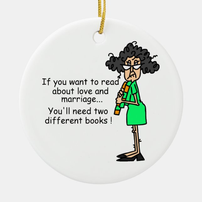 Love and Marriage Humour Ceramic Tree Decoration (Front)