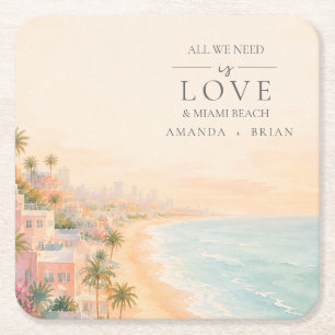Love and Miami Beach Destination Wedding Coasters