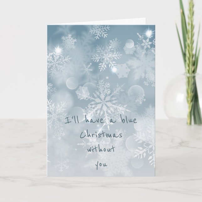Love and Miss you Blue Christmas without You Holiday Card (Front)
