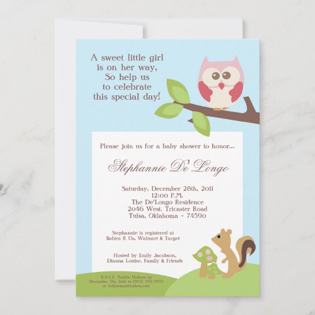 Love and Nature Girl Woodla Baby Shower Invitation (Front)