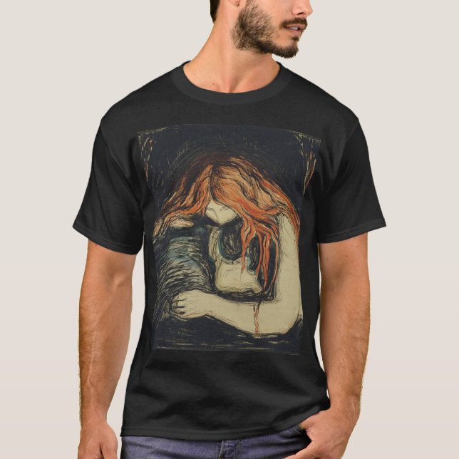 Love and Pain (The Vampire) (by Edvard Munch) T-Shirt (Front)