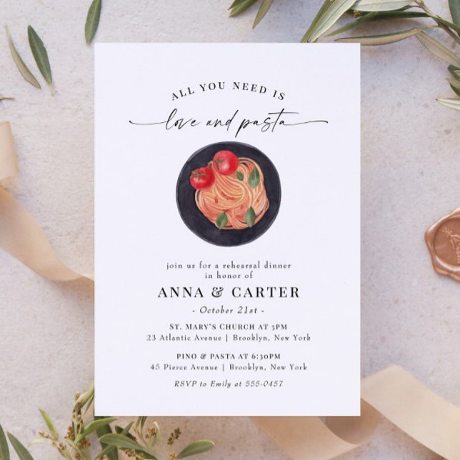 Love and Pasta Rehearsal Dinner Invitation (Creator Uploaded)